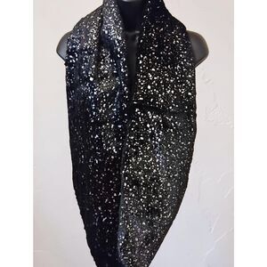 Madison 88 Black Plush Sparkly Infinity Scarf